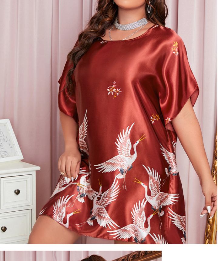 Kvinders Nattøj Plus Size Kvinders Sexet Natkjole Lang Is Silke Silke Crane Natkjole Tynd morgenkåbe til kvinder_voghion.com