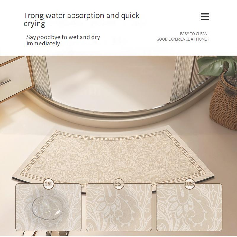 Bathroom Floor Mats Curved Diatom Mud Absorbent Toilet Carpet Toilet Shower Room Non Slip Foot Mat_voghion.com