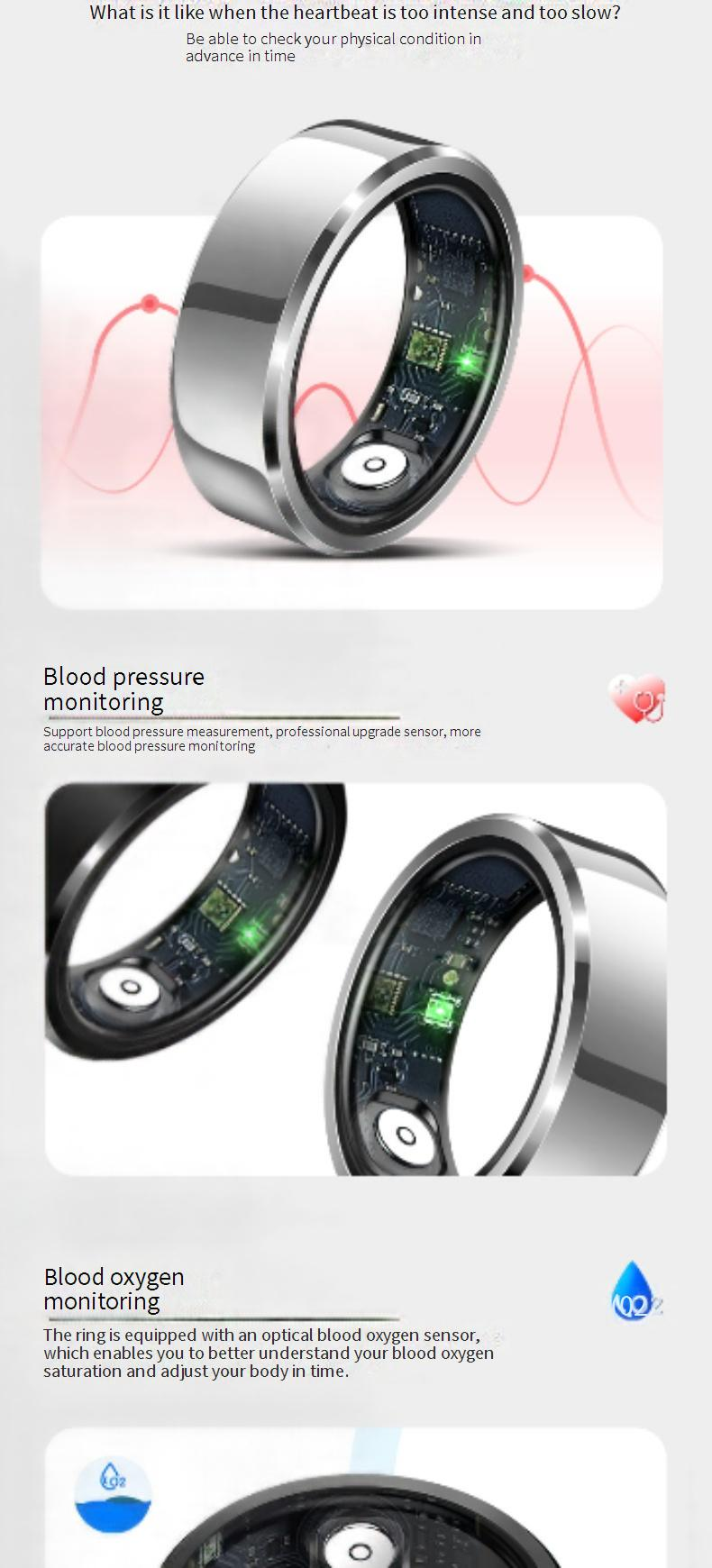 Bague intelligente MR6 étanche, fréquence cardiaque, oxygène sanguin, pression artérielle, sommeil, contrôle des gestes, détection du corps_voghion.com