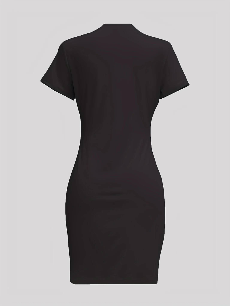 Women's Bodycon Short Sleeve Mini Dress - Printed Pattern | Casual Trendy T-Shirt Dress_voghion.com