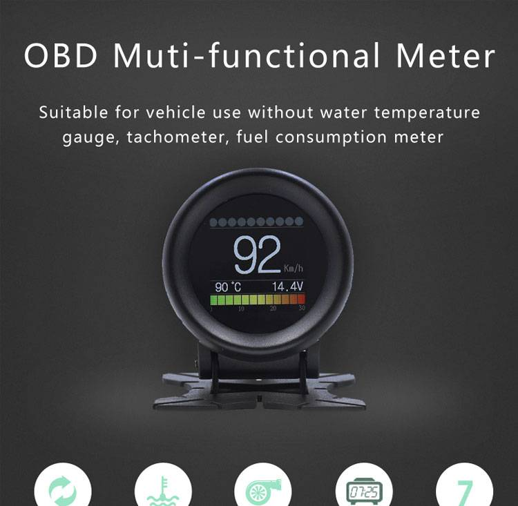 Araba OBD HUD Çok Fonksiyonlu Dijital Metre Alarm Hız Su Sıcaklık Göstergesi Arıza Testi_voghion.com