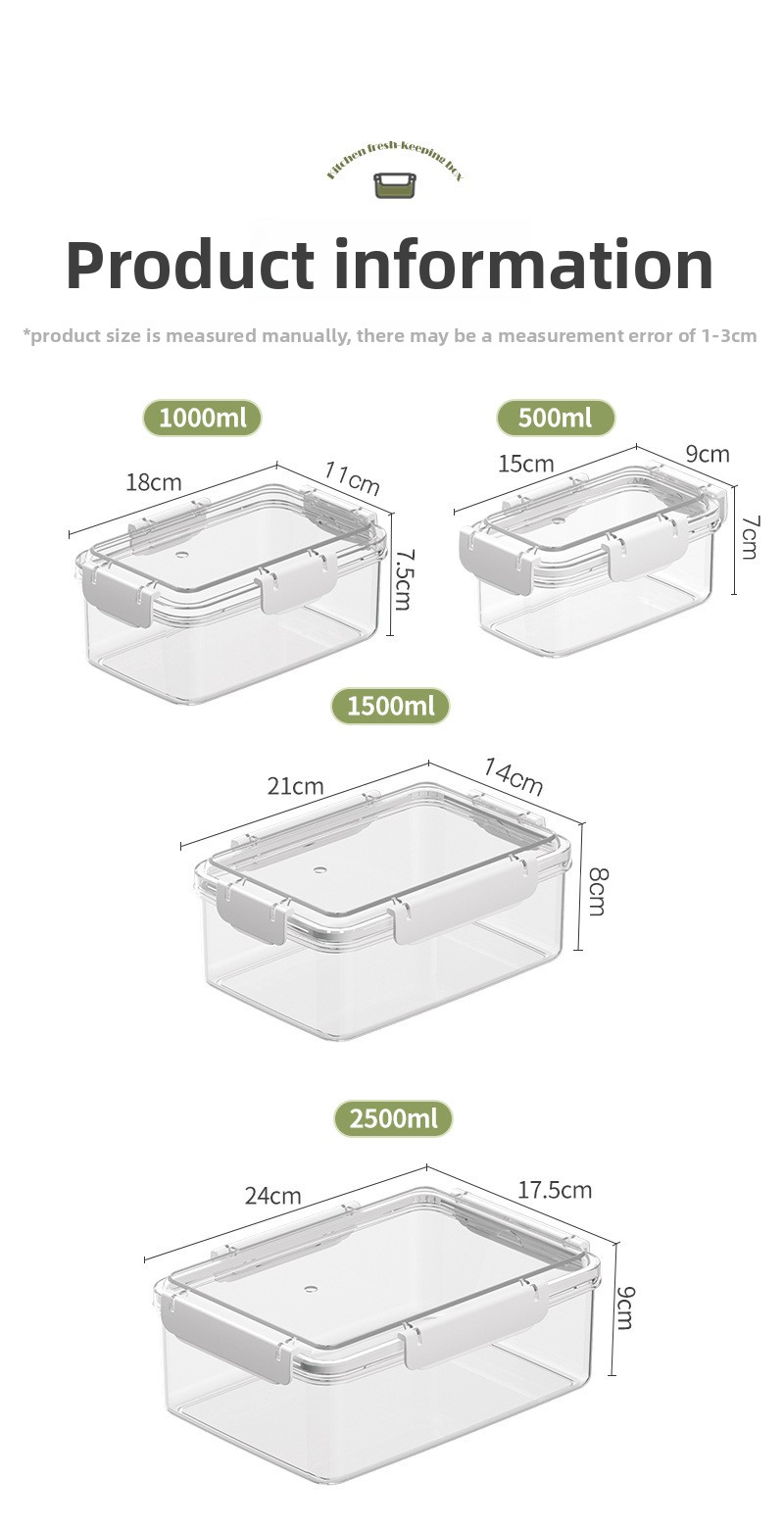 Contenitore quadrato per alimenti - Organizzatore per frigorifero ermetico, senza BPA, sicuro per microonde, per frutta, verdura e preparazione dei pasti_voghion.com