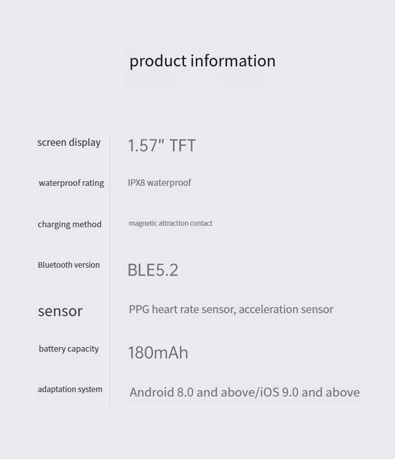 Inteligentne zegarki Baiyimei P121 1,57-calowy inteligentny zegarek z pomiarem tętna, monitorowaniem poziomu tlenu we krwi, sportowym zegarkiem Bluetooth i funkcją połączeń telefonicznych_voghion.com