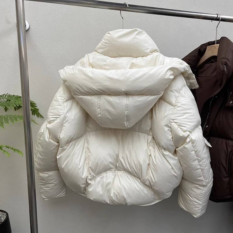 Kurtka damska z bawełny pikowanej, seria Milk, kurtka z bawełny pikowanej, kurtka puchowa Niche Design, delikatny styl, gruba kurtka puchowa_voghion.com