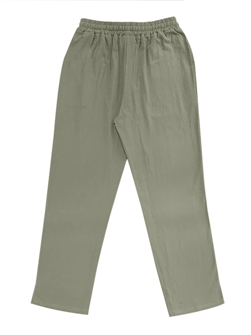 Pantaloni in lino premium da uomo – Pantaloni traspiranti dalla vestibilità comoda con coulisse in vita, leggeri ed eleganti per l'estate_voghion.com
