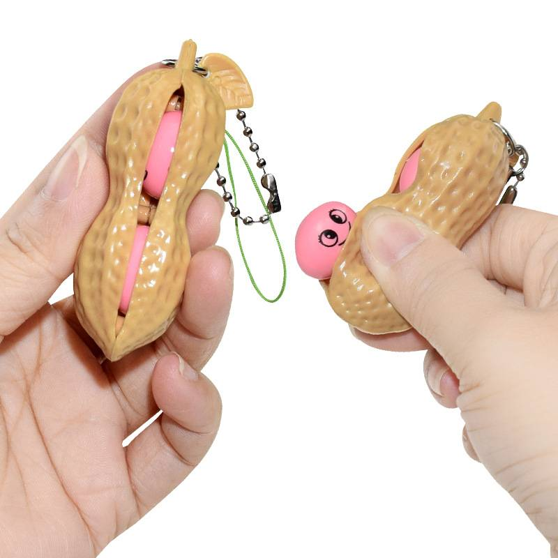 6PCS Squeeze Bean Keychain Fidget Toys Pack For Both Children And Adult (3pcs Pea & 3pcs Peanut)_voghion.com