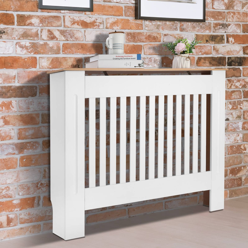 Cache-radiateur ventilé traditionnel simple à rayures verticales, panneau MDF E1, blanc, taille moyenne_voghion.com