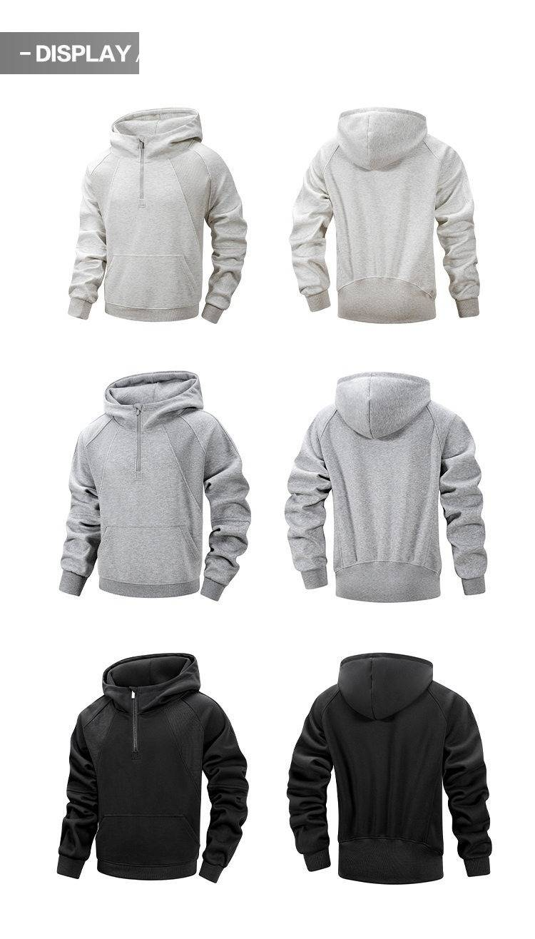 Stylischer Herren-Hoodie mit halbem Reißverschluss und Kapuze mit Kordelzug – Herbst-Sweatshirt für die Freizeit (A2199)_voghion.com