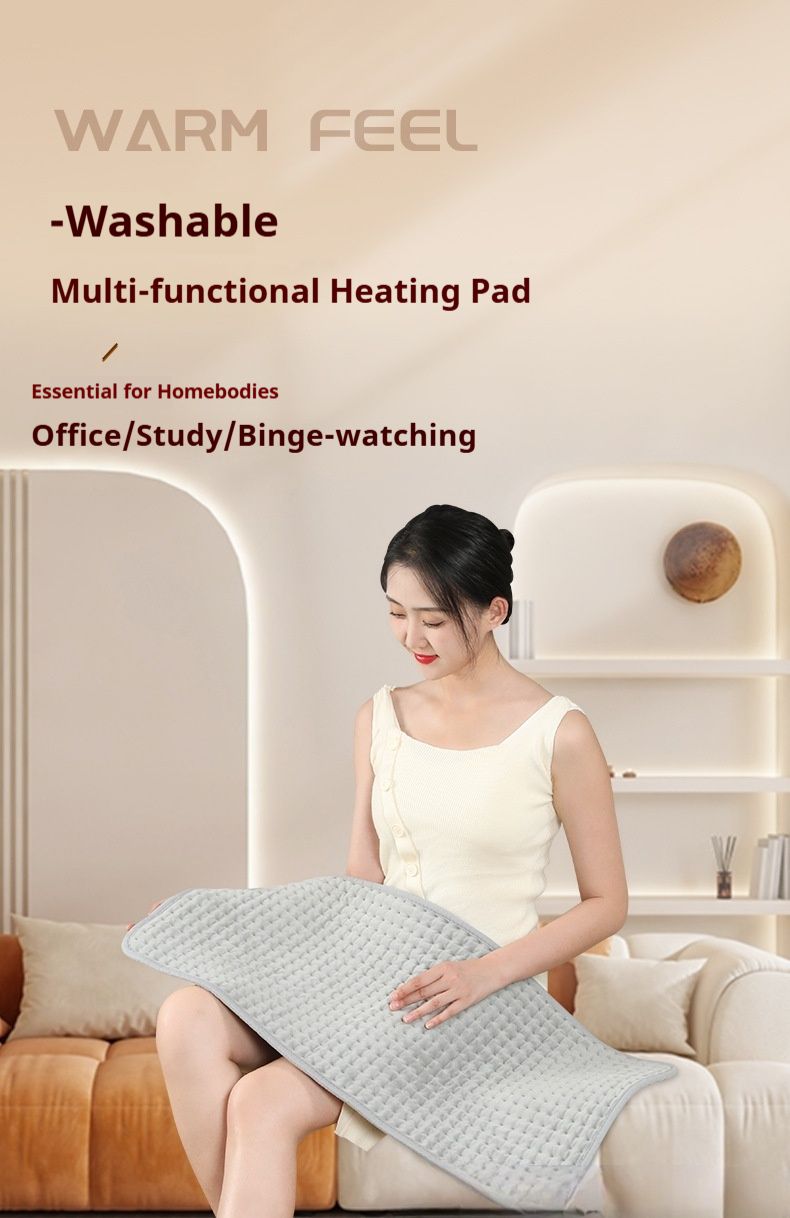 Heating Pad – 6-Temperature Electric Blanket With 4 Timer Settings, 30"x60" Soft Crystal Fleece Therapy Mat For Back/Neck Pain Relief (110V, 75W)_voghion.com