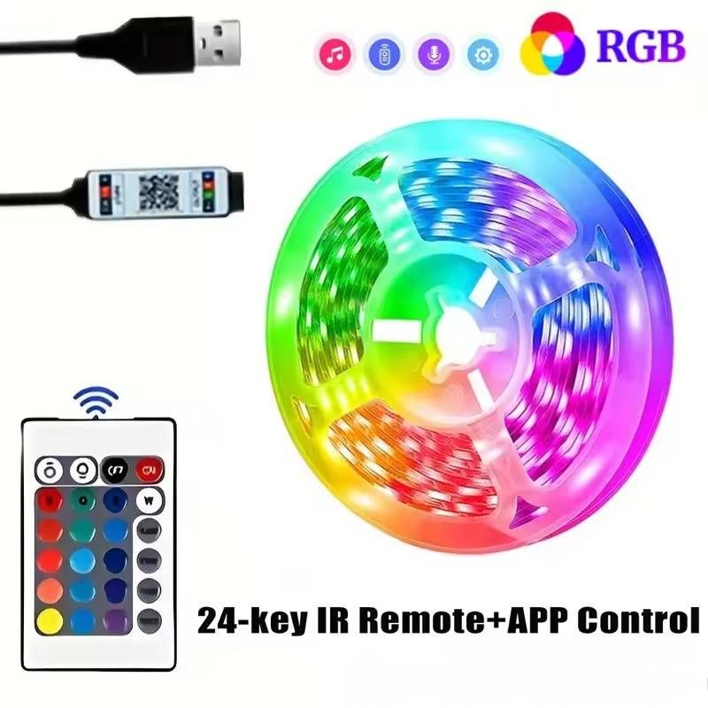 5V USB RGB LED Strip Lights With Bluetooth & IR Remote - Self-Adhesive 3535 LED Light Bar For TV Backlight, Bedroom & Living Room Decoration_voghion.com
