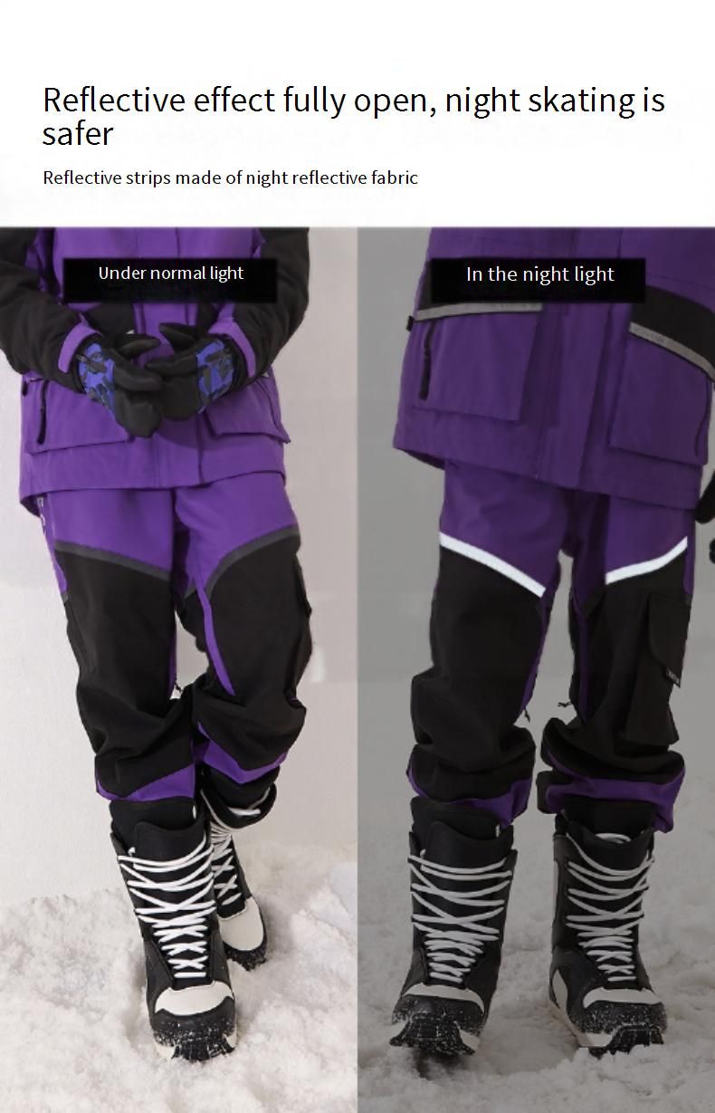 Wasserdichte Skihose für Damen und Herren – Winddichte Thermo-Snowboardhose mit Farbblock-Design_voghion.com