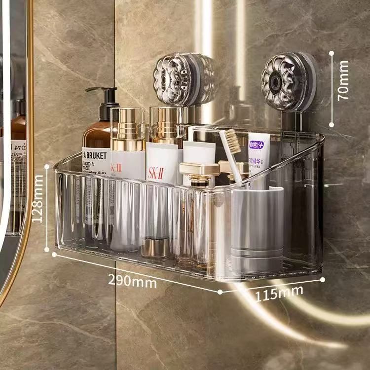 Supporto portaoggetti a ventosa per WC, bagno, lavabo, bagnoschiuma, pettine senza trapano, scatola portaoggetti a parete_voghion.com