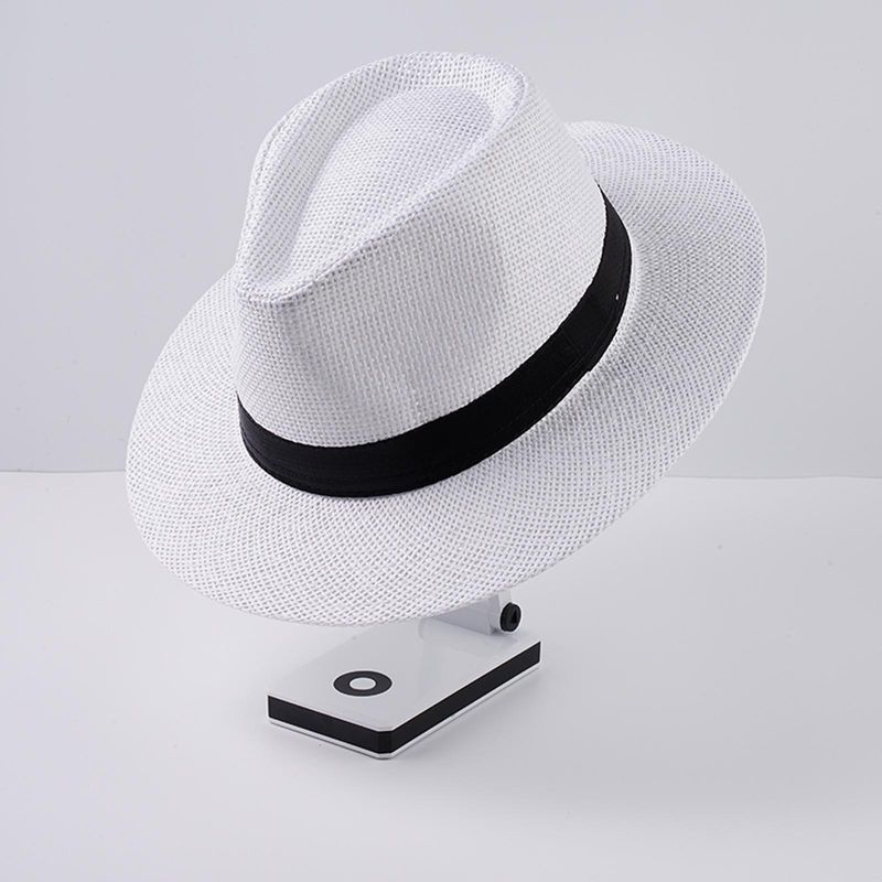 Neu eingetroffen Mode Sommer Casual Unisex Strand Große Krempe Jazz Sonne Panama Papier Stroh Frauen Männer Cowboy Fedora Hut Gangster_voghion.com
