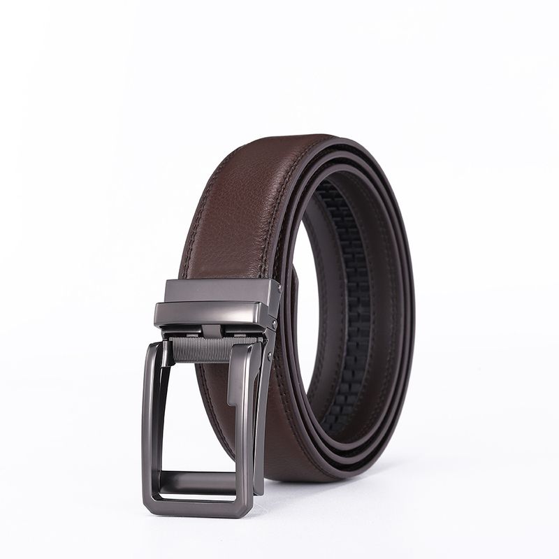 Men's Premium Leather Belt - Two-Layer Cowhide With Automatic Buckle (Business Pin & Fashion Youth Style)_voghion.com