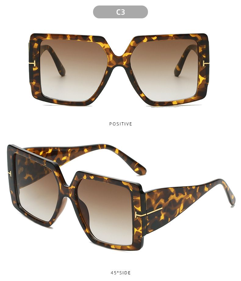 Gafas de sol para hombre y mujer Gafas de sol cuadradas de montura grande con protección UV y palabra en T Gafas de sol de moda para hombre y mujer Gafas de sol_voghion.com