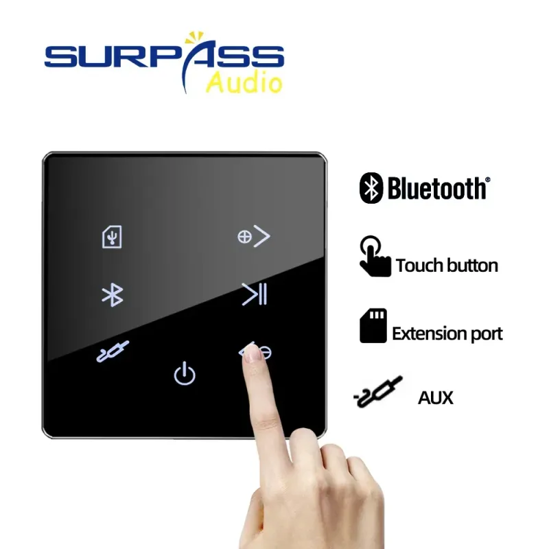 Smart Home Background Music System 2x15W Blue-tooth Mini Touch Key In Wall Amplifier Support USB/SD Card Stereo Sound_voghion.com