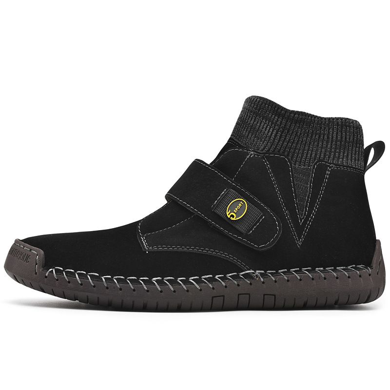 European Warm Series 2025 Spring And Autumn New Men's Mid-Cut Martin Large Size Short Handmade Velcro Sock Boots For Men_voghion.com