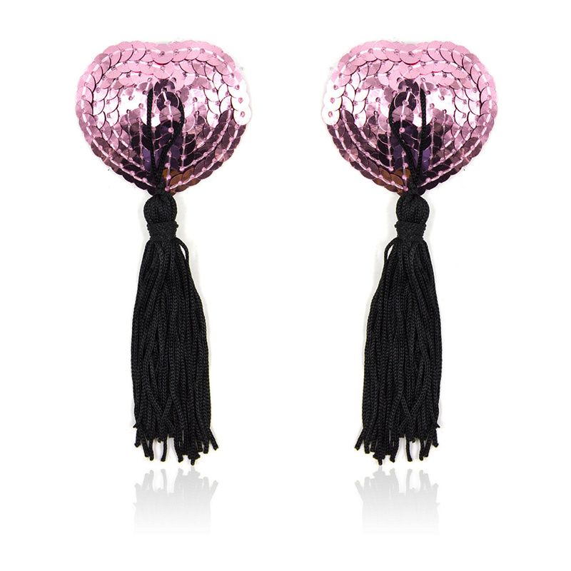 1 paio di copricapezzoli sexy multicolore con nappe per donne, lingerie a forma di cuore, adesivi decorativi per copricapezzoli con paillettes_voghion.com