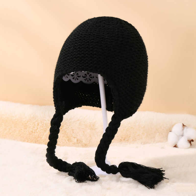 Babykleeder Elegant gestrickte Babyhoerballmütz_voghion.com