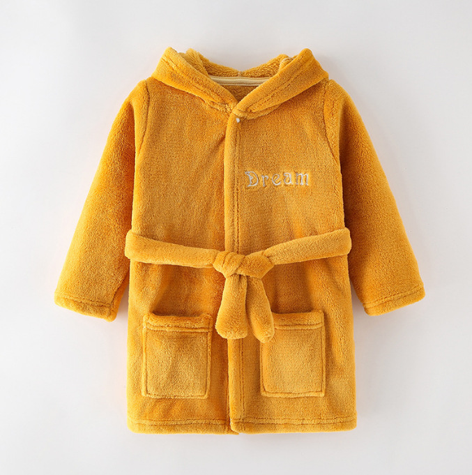 Spring Homewear Boys And Girls Baby Bathrobes Cartoon Flannel Hooded Children's Nightgown_voghion.com