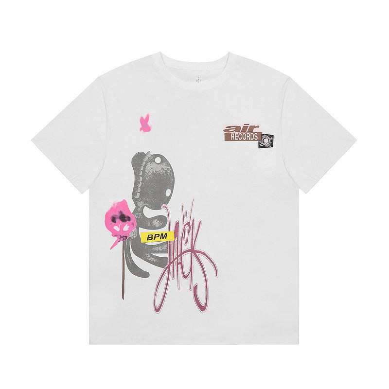 Marchio di moda americano T ravis Scott Kanye, maglietta a maniche corte con stampa a denti grandi da uomo e da donna realizzata in_voghion.com