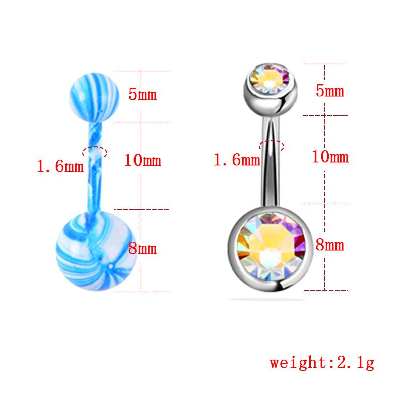 Piercing all'ombelico in acciaio inossidabile con 16 borchie colorate a forma di doppio diamante dipinto_voghion.com