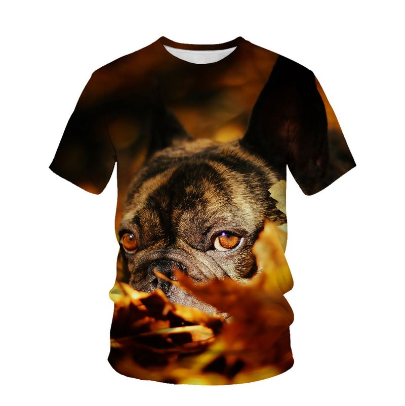 Maglietta estiva con stampa digitale 3D, per uomo e donna, con scollo rotondo, per cani da compagnia_voghion.com
