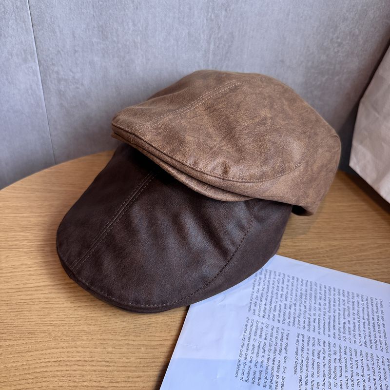 2025 Damen Sommer und Herbst Vielseitiger Hot Girl Hut, Amerikanischer Retro Wildleder Reverse Wearing Forward Hut, Nischenpersönlichkeit, Kleines Gesicht, Baskenmütze_voghion.com
