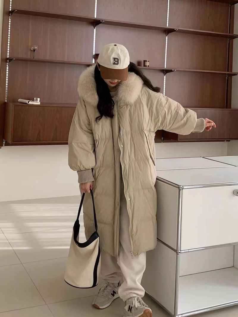 Damenmode lange Kapuzenjacke Warme Jacke_voghion.com