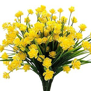 Grunyia Flores Artificiais Resistente a UV Plantas Internas e Externas Plantador Pendurado Decoração de Jardim Doméstico, 10 Pacotes_voghion.com