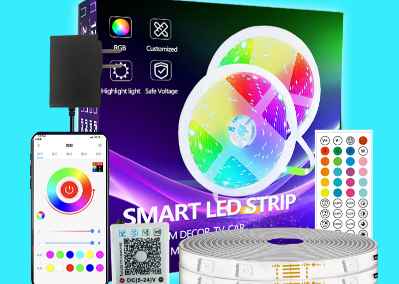 Neues ultradünnes WiFi-Bluetooth-LED-Set mit privatem Modell, Smart-App-Sprachsteuerung, 44-Tasten-Lichtleiste für die Atmosphäre im Schlafzimmer_voghion.com