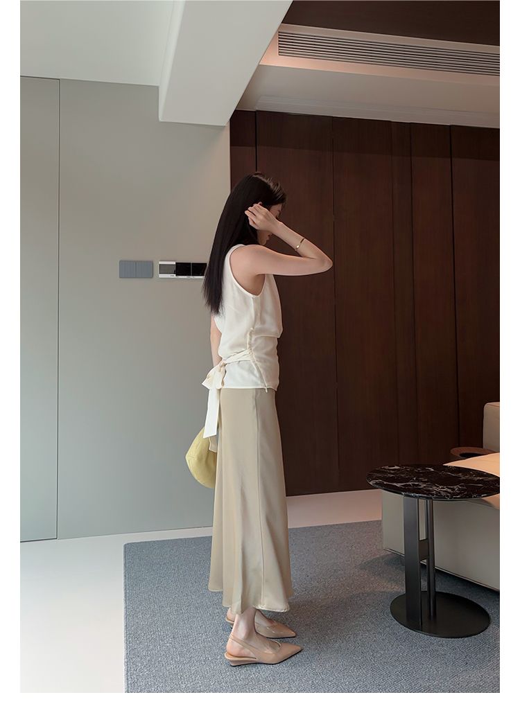 Lancui Nude Wedge Half Slippers For Women Summer Outdoor Patent Leather Chunky Heel Closed Toe Sandals Slim Pointed High_voghion.com