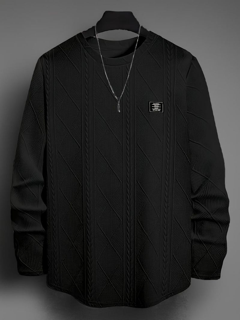 Herrenbekleidung Herren-Sweatshirt in Übergröße, Argyle-Muster, Stickerei-Stil, Übergrößen-Sweatshirt_voghion.com