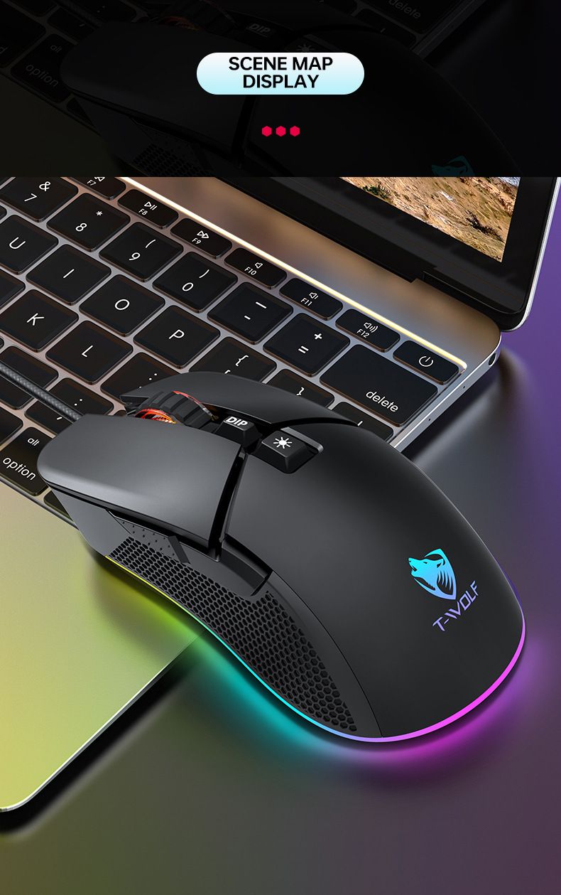 Ratón para juegos UIG590 con cable USB, mecánico, RGB, luminoso, con marquesina_voghion.com