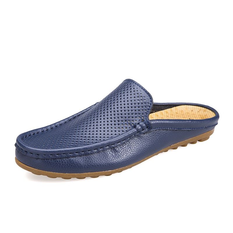 Übergroße Herrensandalen, Halb-Flip-Flops, echtes Leder, atmungsaktiv und modisch im Sommer, trendig mit Zehenkappen,_voghion.com