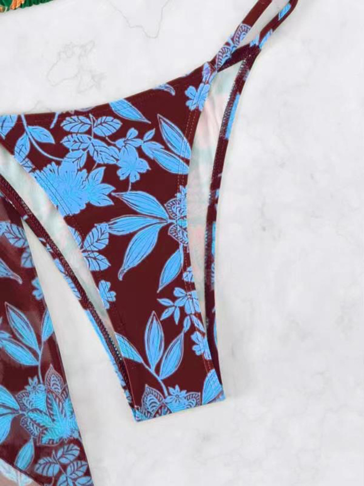 Women's Bikini Mesh Three-piece Sexy Printed Split Women's Skirt Swimsuit_voghion.com