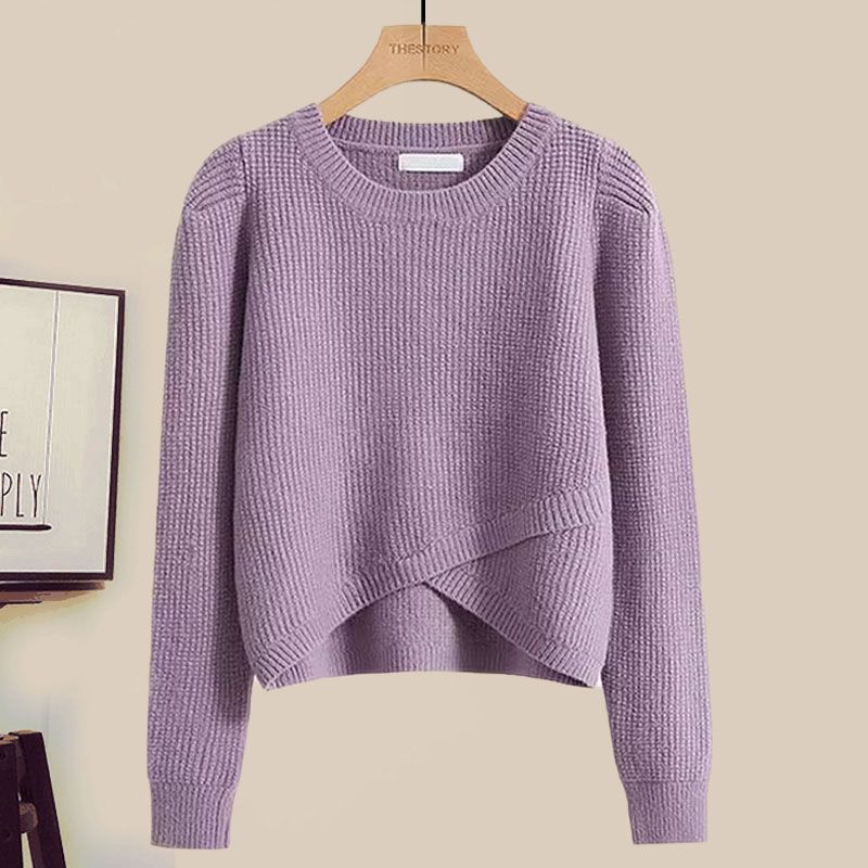 Ensemble en tricot inspiré de Petite Audrey – Ensemble pull slim et jupe midi_voghion.com