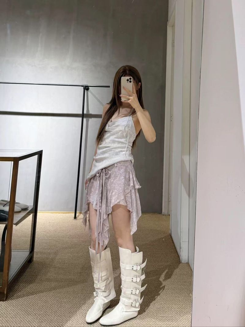 Damen Boxstiefel Rindsleder Neue Gürtelschnalle Weiß Boxen Für Frauen Echtes Leder Abnehmen Hohe Rohr Reiten Western Lange Stiefel_voghion.com