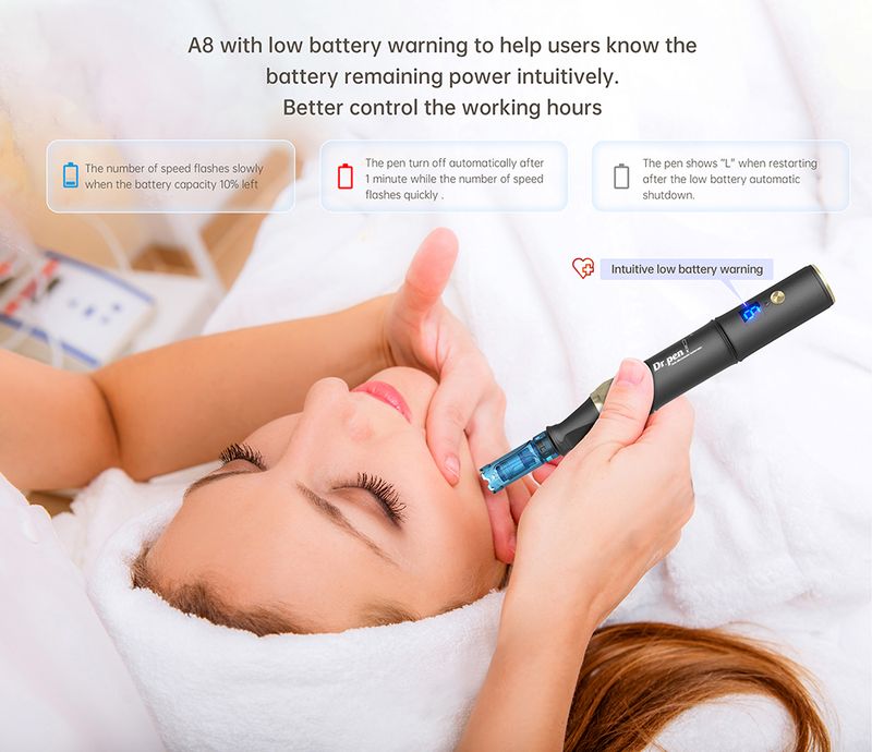 Authentischer Dr. Pen Ultima A8S Microneedling-Stift mit 12 Nadeln, kabelloser Derma-Pen mit Anti-Rückfluss-Effekt, Schönheitsmaschine für die Hautpflege_voghion.com