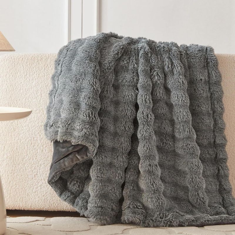 Double-Sided Fluffy Fleece Blanket - Oversized Plush Throw For Sofa & Bed Ultra-Soft Decorative Blanket For Travel Home Office (60"X80" Grey)_voghion.com