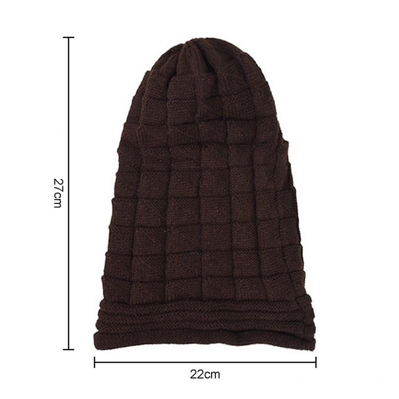 Europeisk stil Höst Vinter Mode Unisex stickad Virkad Solid Varm Baggy Beanie Hat Oversized Slouch Cap_voghion.com