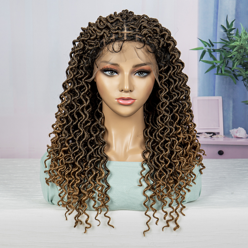 Perucă sintetică împletită din dantelă, lungime medie, 18 inch, 9*6, bucată mare de dantelă împletită manual, potrivită pentru purtare zilnică la petreceri_voghion.com