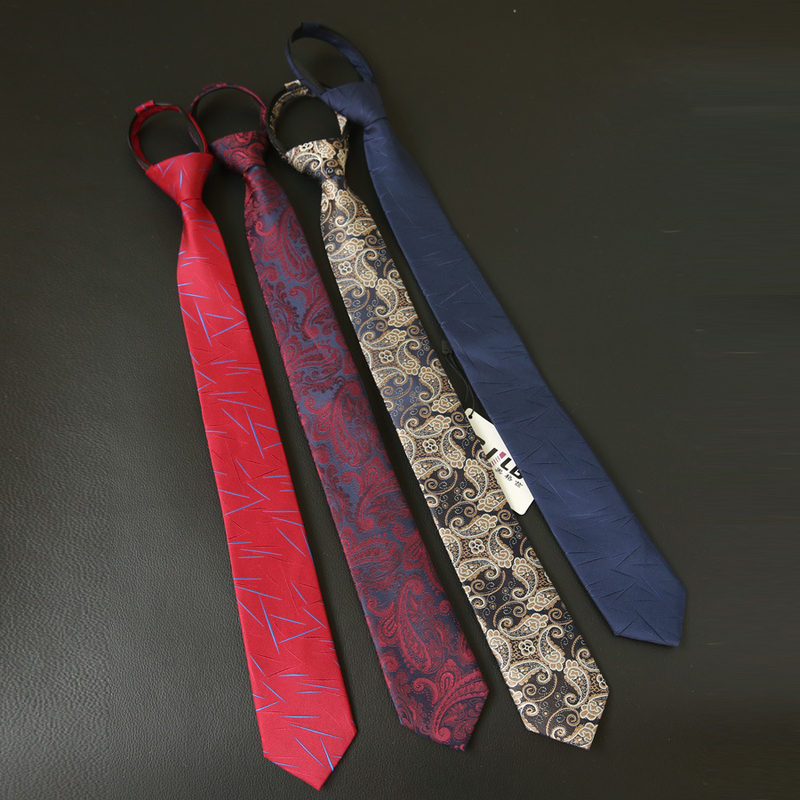 men's narrow version zipper tie casual wedding pure black red easy pull _voghion.com