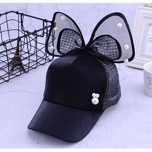 Kindermode neue Perle Kinder Mesh Hut Baby Outdoor Sonnenhut Sommer Bogen Eltern Kind Baseball-Cap_voghion.com
