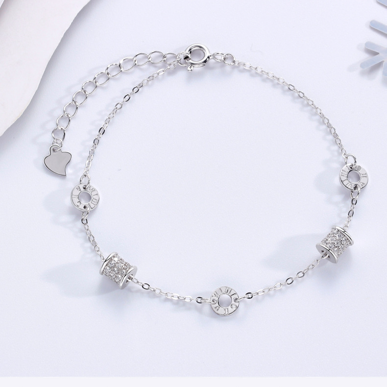 Bracciale da donna con numeri romani in argento Sterling 925, semplice, in oro rosa, di alta qualità._voghion.com