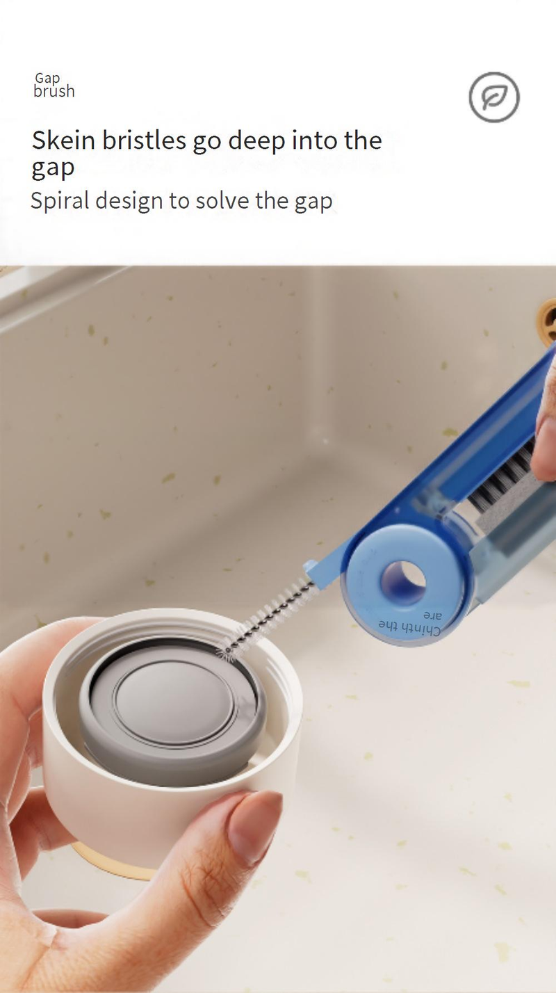 Spazzola per tazze quattro in uno, in plastica, per uso domestico, staccabile, pieghevole, multifunzionale, con scanalatura, isolamento, spazzola per la pulizia delle tazze_voghion.com