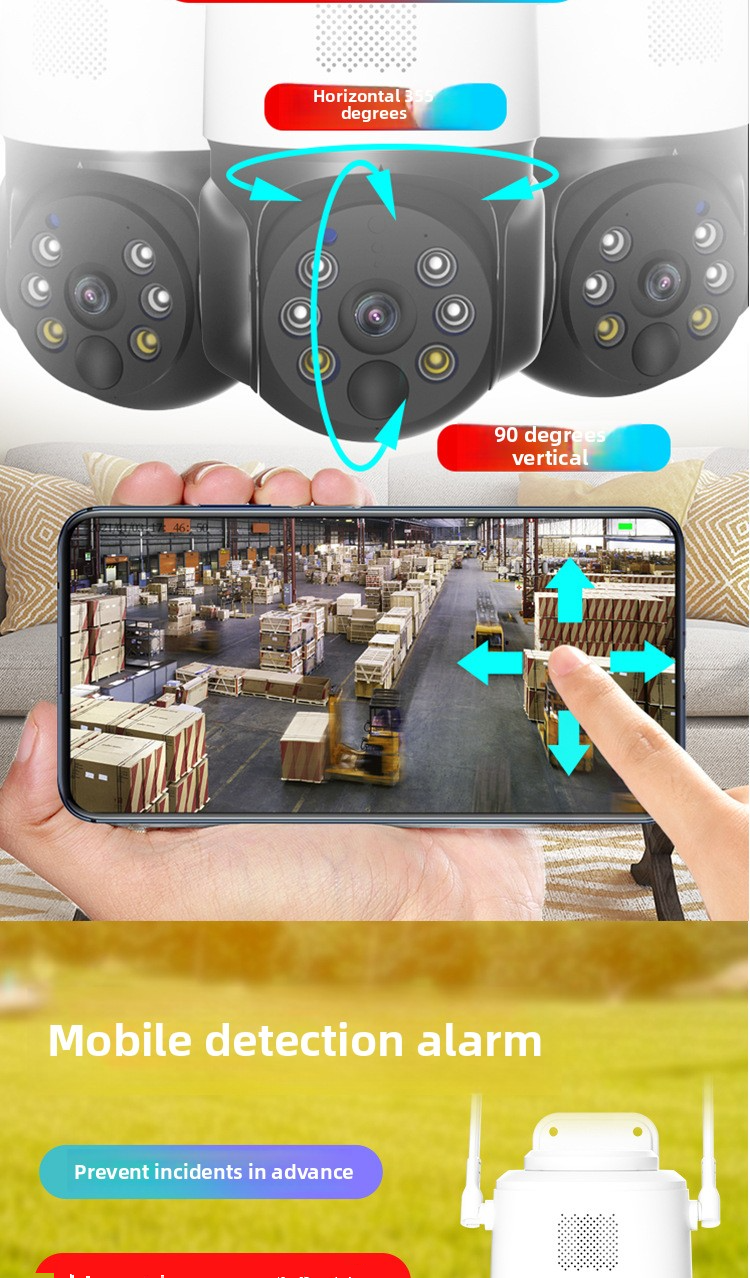 Solar Wireless Security Camera - 360° Panoramic View With AI Motion Detection (No Blind Spots Night Vision Mobile Remote Viewing IP66 Weatherproof)_voghion.com