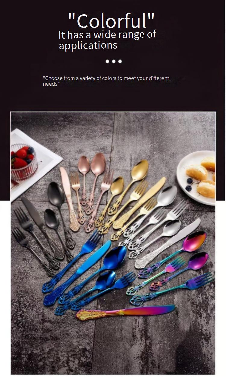 5-Piece Stainless Steel Cutlery Set – Elegant Embossed & Hollow-Out Design, Mirror-Polished Flatware For Wedding, Banquet & Luxury Dining_voghion.com