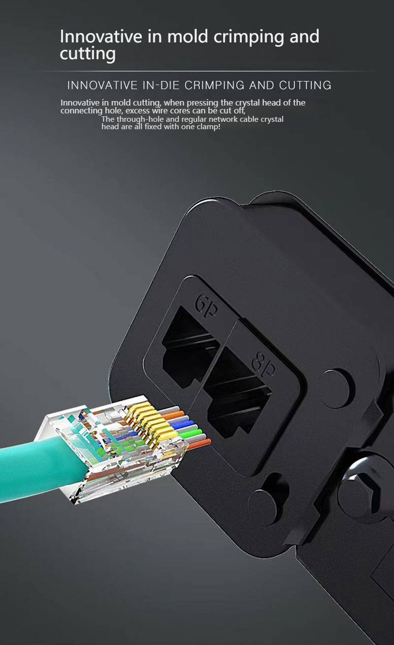 Professional RJ45 Crimping Tool For Ethernet Cables - Heavy Duty 8P6P Punch Down Network Cable Crimper With High Carbon Steel Blades For Electricians_voghion.com