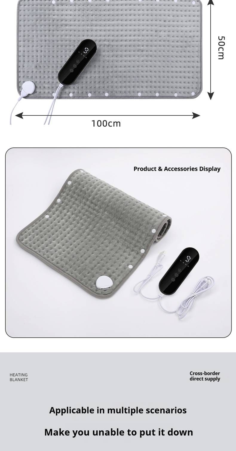 Coperta riscaldante terapeutica – Regolabile su 9 livelli, design con bottoni automatici, tessuto in pile di cristallo (220 V, 130 W, alimentazione CA, certificazione CE)_voghion.com